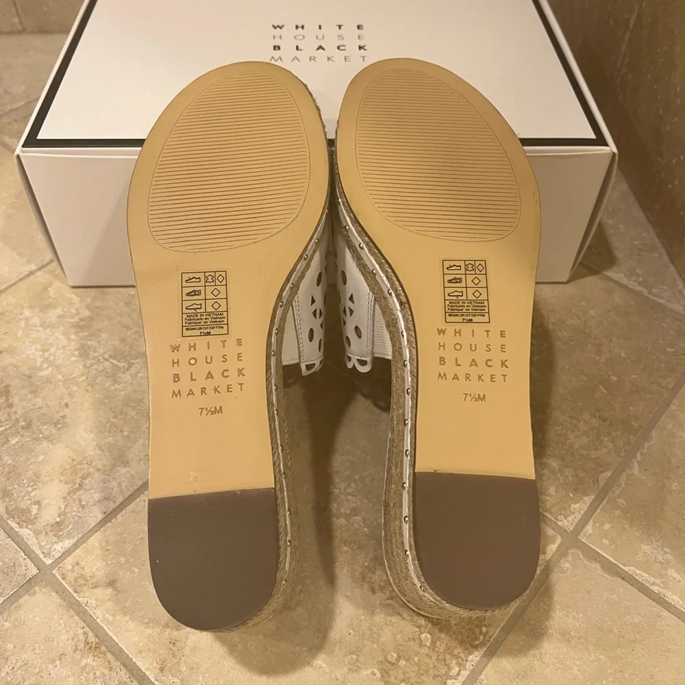 White House Black Market Laser-Cut Espadrille Wedge Slide Sandals - Picture 5 of 5